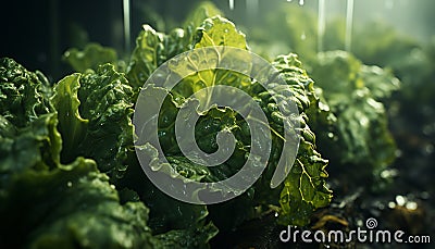 Artistic recreation of wet lettuce in a greenhouse Stock Photo