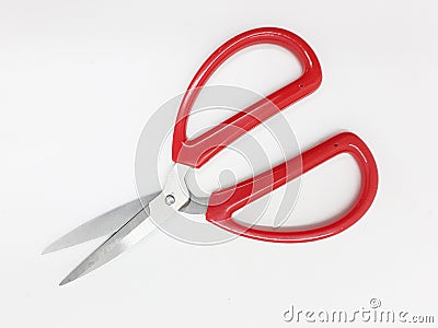 Artistic Red Scissor for Paper Craft Cutting in White Isolated Background 08 Stock Photo