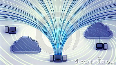 An artistic representation of data flowing from smart sensors into the cloud signifying realtime processing and big data Stock Photo