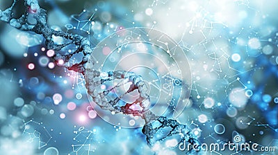 Artistic representation of molecular DNA strands in blue hues Stock Photo