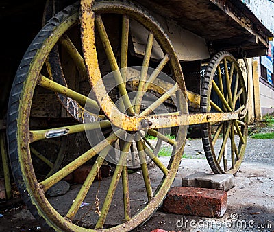 Artistic shot of wheels of hand cart. Uttarakhand India Stock Photo