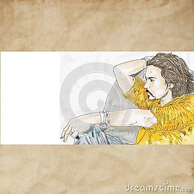 Artistic silkscreen Johnny Depp is an actor, director, musician. Editorial Stock Photo