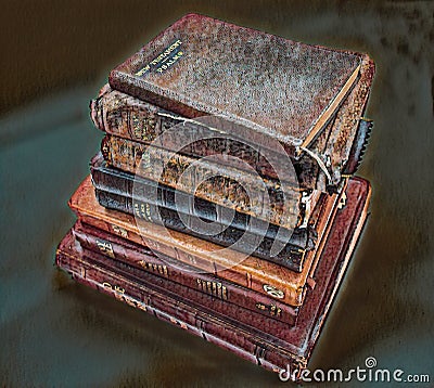 Artistic Stack of Vintage Bibles Stock Photo