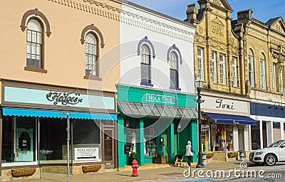 Artistic storefront facades in Chagrin Falls Ohio Editorial Stock Photo