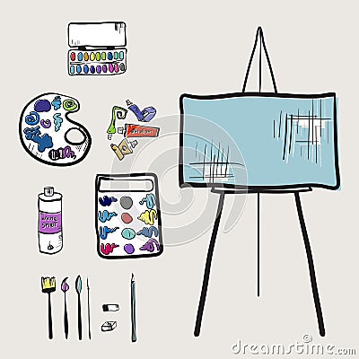 Artistic tools set Vector Illustration