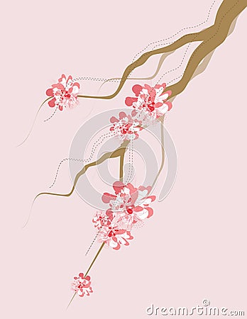Artistic Tree Branch And Blossom Vector Illustration