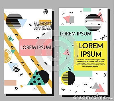 Artistic vector flyers design templates in trendy memphis style Vector Illustration