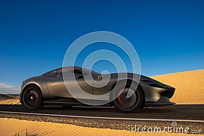 An artistic vision of a fully electric Ferrari supercar on the road Editorial Stock Photo