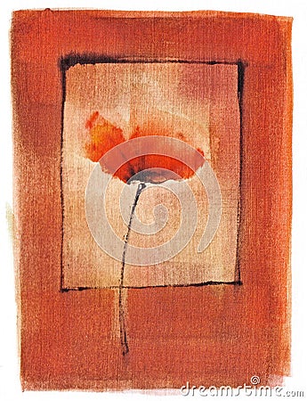 Artistic watercolor single poppy Stock Photo