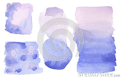 Artistic Watercolor Wash Background Blue, lilac, purple isolated Stock Photo