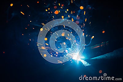 Artistic welding sparks light, industrial background Stock Photo