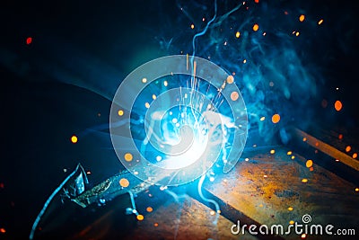 Artistic welding sparks light Stock Photo