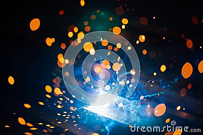 Artistic welding sparks light, industrial background Stock Photo