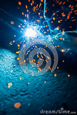 Artistic welding sparks light, industrial background Stock Photo