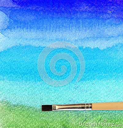 Artists brush strokes watercolor painted Stock Photo