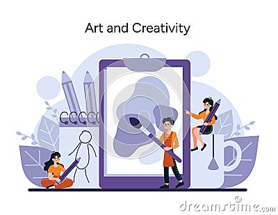 Artists and creators bring ideas Vector Illustration
