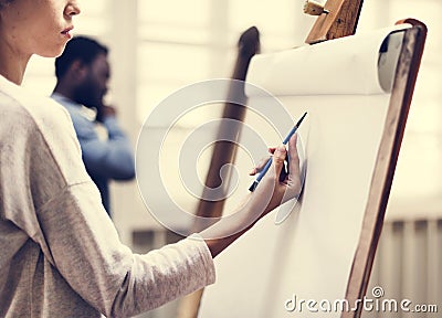 Artists drawing in art class Stock Photo