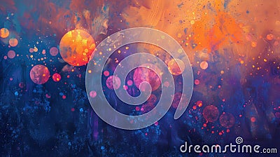 An artists interpretation of the cosmic background with bold brushstrokes and unique textures adding depth and dimension Stock Photo