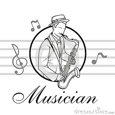 Artists musician Playing. Saxophone player. Vector Illustration