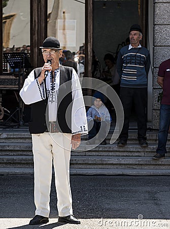 Artists at Novaci Romania in national pastoral costumes at Novaci Romania 67 Editorial Stock Photo