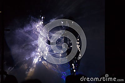 Artists show a light laser show Editorial Stock Photo