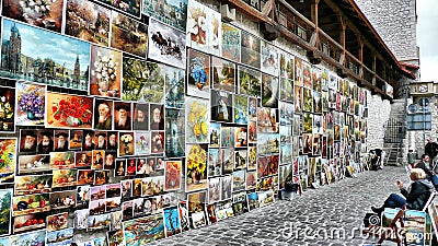 Artists wall in Krakow, Poland Editorial Stock Photo