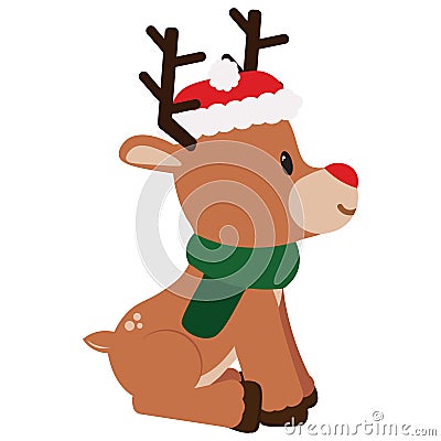 Vector cartoon cute reindeer isolated Stock Photo