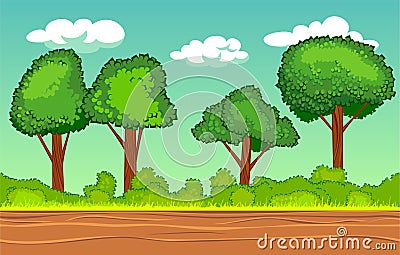 ?artoon seamless horizontal landscape Cartoon Illustration