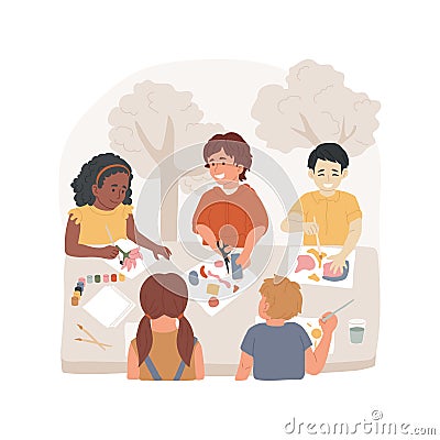 Arts and crafts class isolated cartoon vector illustration. Vector Illustration