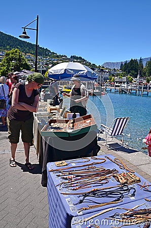 Arts and Crafts Market, Queenstown New Zealand Editorial Stock Photo
