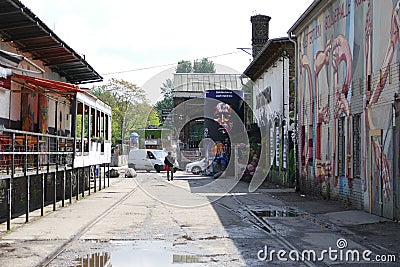 Artsy area in old tran station Berlin. Editorial Stock Photo