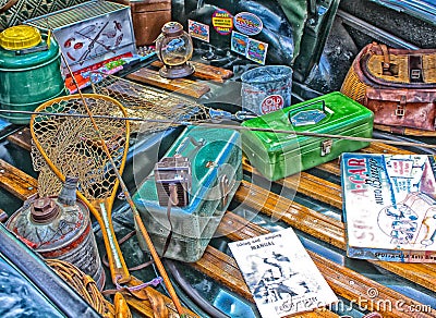 Fishing supplies artsy rendition Editorial Stock Photo