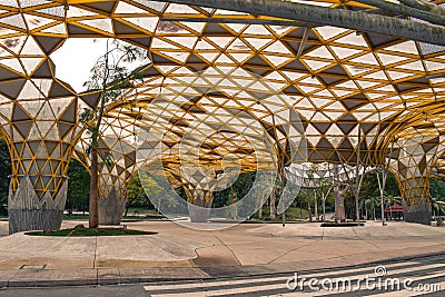 The artsy yellow cover in the Perdana Botanic Garden in Kuala Lumpur Malaysia Stock Photo