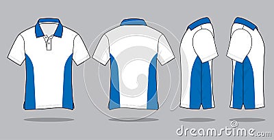 White-Blue Short Sleeve Polo Shirt Design Stock Photo