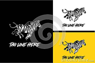 artwork design of zebra and panther vector illustration black and white Vector Illustration