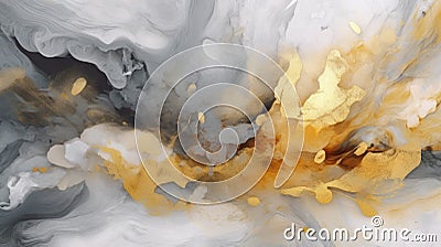 Abstract Graffiti Art In Gold And Whitewash Stock Photo