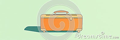 This artwork features a minimalist suitcase with a handle, emphasizing clean lines and a vibrant color against a simple Stock Photo