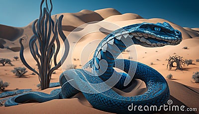 blue snake in desert Stock Photo