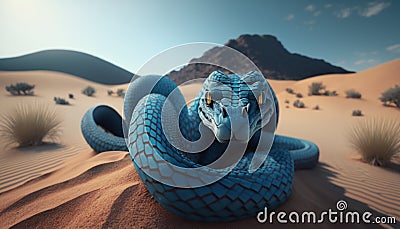 blue snake in desert Stock Photo