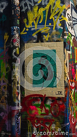 Artwork on Graffiti street Ghent, Belgium Editorial Stock Photo