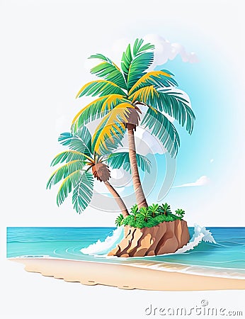 artwork graphic of majestic palm tree in painting style of Leonid Afremov. Generative AI Cartoon Illustration