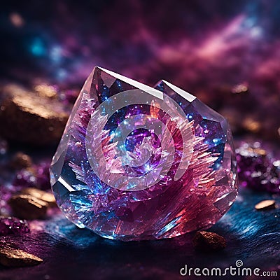 Purple Crystal. Shimmering Purple Crystal. Radiant purple crystal. Stock Photo