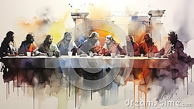 Artwork inspired by The Last Supper, communion Stock Photo