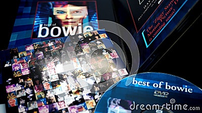 Artwork of the special edition cd and dvd of DAVID BOWIE. British singer-songwriter one of the most multi-faceted, and influentia Editorial Stock Photo