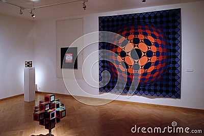Artwork at the Vasarely Museum in Pecs Hungary Editorial Stock Photo