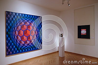 Artwork at the Vasarely Museum in Pecs Hungary Editorial Stock Photo