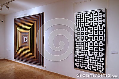 Artwork at the Vasarely Museum in Pecs Hungary Editorial Stock Photo