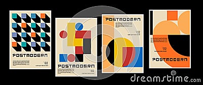 Artworks, posters inspired postmodern of vector abstract dynamic symbols with bold geometric shapes, useful for web Vector Illustration