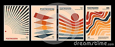 Artworks, posters inspired postmodern of vector abstract dynamic symbols with bold geometric shapes, useful for web Vector Illustration