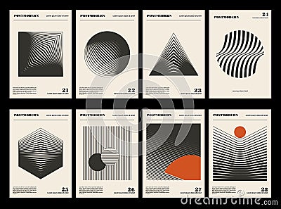 Artworks, posters inspired postmodern of vector abstract dynamic symbols with bold geometric shapes, useful for web Vector Illustration